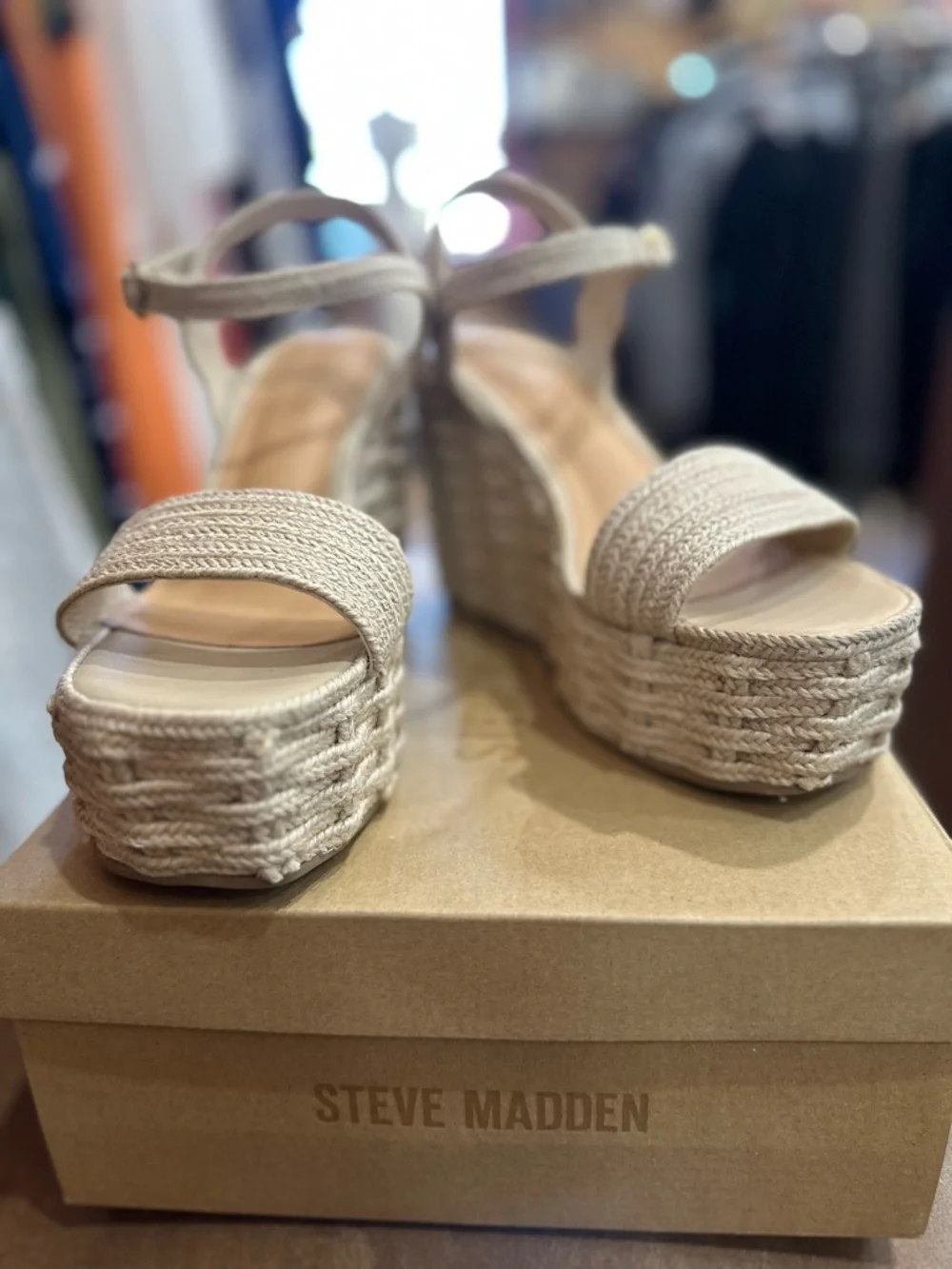 Steve Madden Natural Woven Espadrille Wedge Sandals NWT size 9.5 - Picture 3 of 9